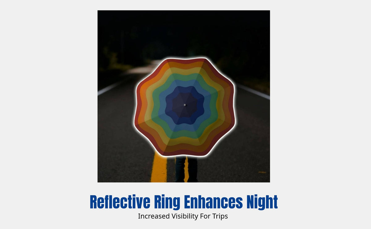 Automatic Kids Umbrella, Folding Rainbow, Rounded Ends, Reflective, School