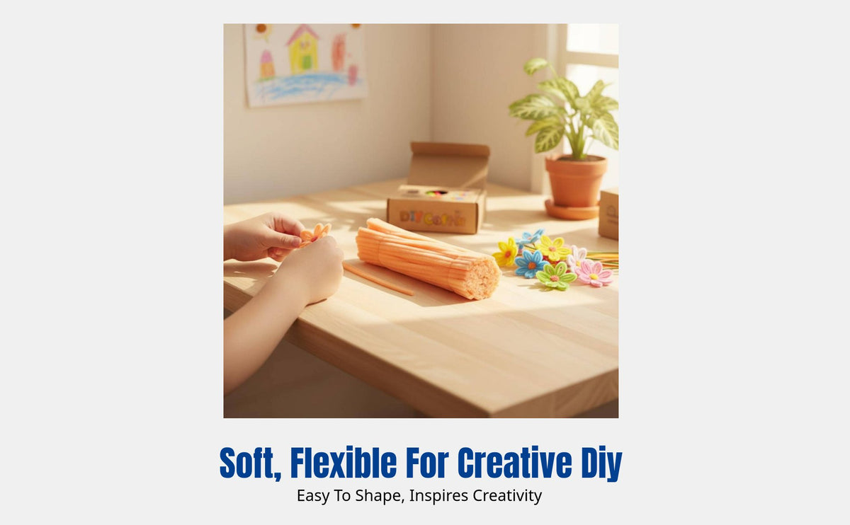 Thick Pipe Cleaners, DIY Craft Kit, Non-Shedding, Soft, for Flower Arranging, Educational Toy