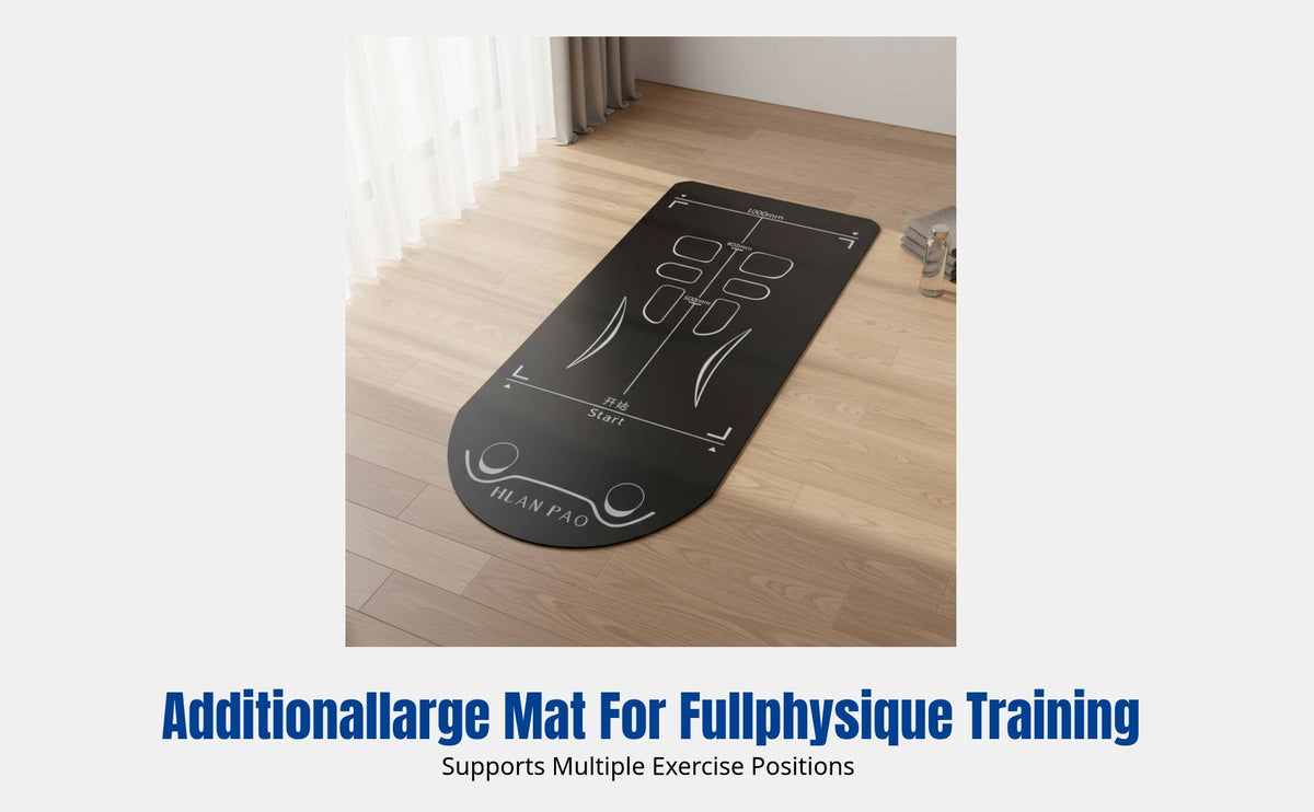 Quiet Vibration Absorbing Fitness Mat, Ab Wheel Compatible, Non-Slip, Position Alignment Marker, Large Size, Home Gym, Men, 148