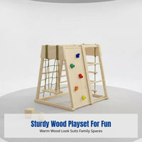 Wooden Climbing Frame for Children, Indoor Playset with Slide & Hanging Seat, Multi-Activity Gym, Minimalist Decor