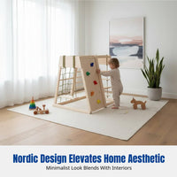 Wooden Climbing Frame for Children, Indoor Playset with Slide & Hanging Seat, Multi-Activity Gym, Minimalist Decor