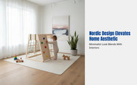 Wooden Climbing Frame for Children, Indoor Playset with Slide & Hanging Seat, Multi-Activity Gym, Minimalist Decor