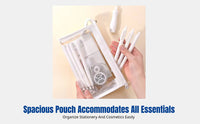 Transparent Stationery Case, Large Capacity, Minimalist Solid Color, Japanese Style, for Students, Makeup Organizer