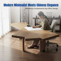 Hardwood Office Desk, Modern Chinese Style Workstation, Computer Table for Home Office, Adjustable
