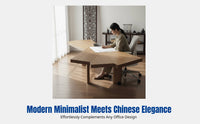 Hardwood Office Desk, Modern Chinese Style Workstation, Computer Table for Home Office, Adjustable