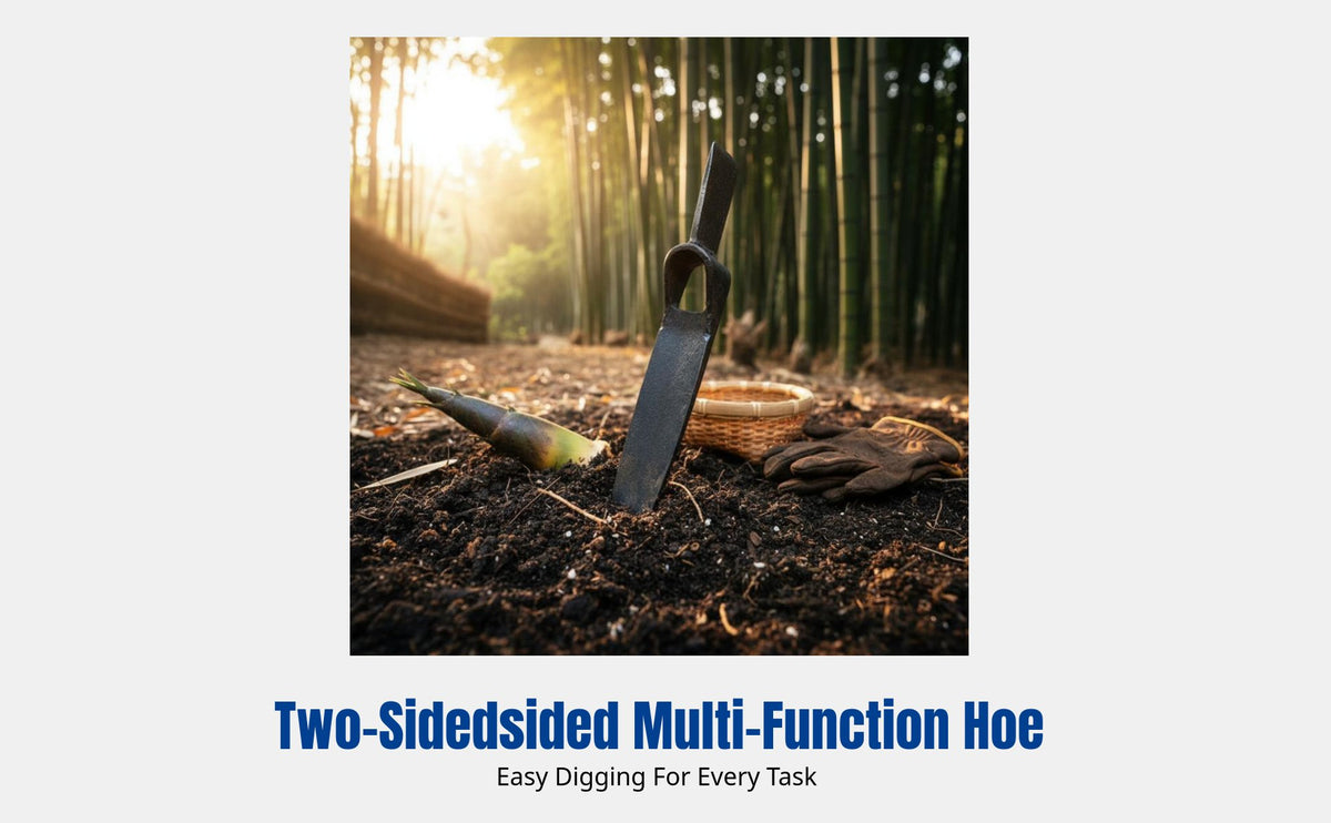 Hammered Metal Hoe, Dual-Use Bamboo Herbal Digger, Mud Excavator, Sturdy Garden Tool
