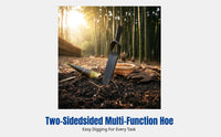 Hammered Metal Hoe, Dual-Use Bamboo Herbal Digger, Mud Excavator, Sturdy Garden Tool