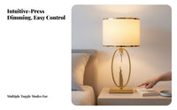 Luxury Table Lamp, Postmodern Creative Bedside Lamp, Adjustable Press Control, Gold Accent, Living Room, Bedroom Decor