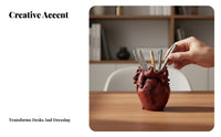Simulated Heart Pen Holder, Resin Craft Decoration, Creative Desktop Decor, Modern Design, Home Office Accessory