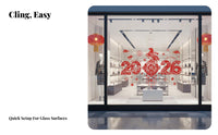 Festive Window Sticker, Electrostatic Glass Decal, New Year Shop Decor