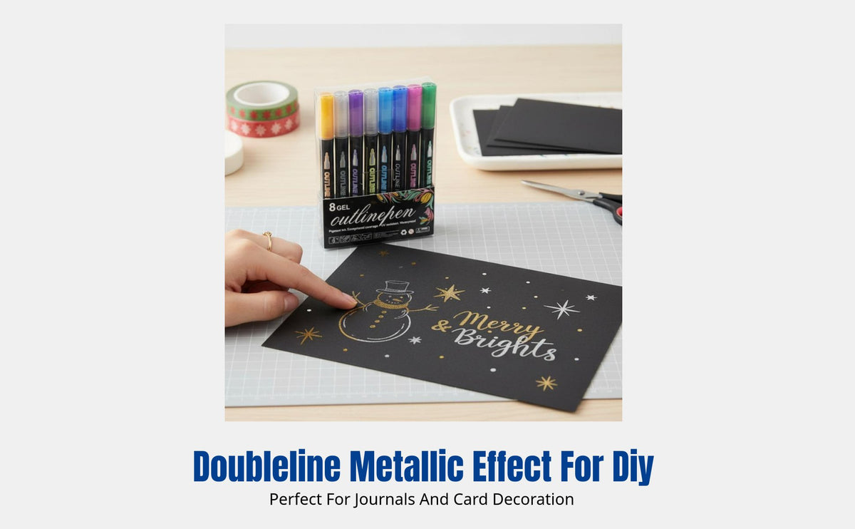 Metallic Double Line Outline Marker, 48 colors, DIY notebook, Card Making, Fluorescent Board, Christmas, Multicolor Art Marker