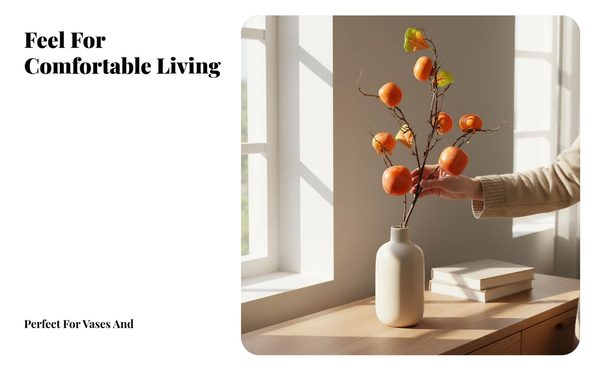 Artificial Persimmon Arrangement, Lifelike Fruit Decor, High-End Living Room Display, New Year Decoration