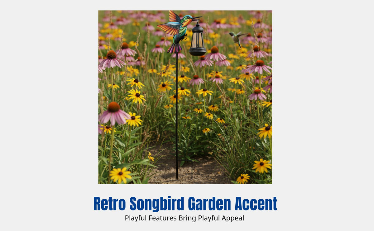 Solar Garden Light, Vintage Songbird Frog Design, Metal Stake, Outdoor Yard Decor
