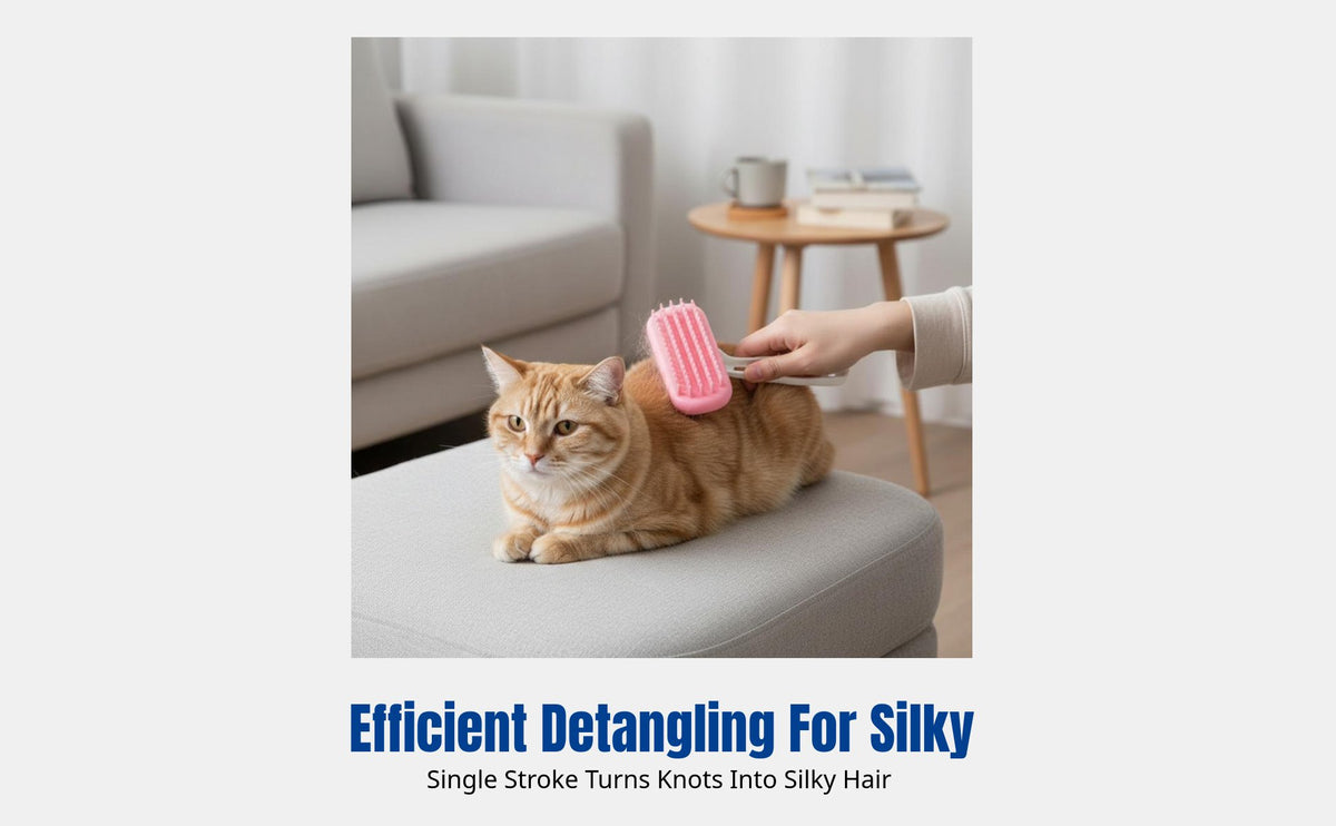 Silicone Pet Grooming Brush, Soft Tooth Massage Comb, Cat Hair Care, Removes Loose Hair, Comfortable Grip