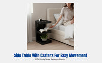 Modern Minimalist Side Table, Matte Black, Bedroom Corner Table, Small Apartment, Ready to Use, Metal Frame