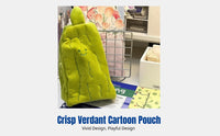 Korean Style Pencil Case, Cute Bitter Melon Design, Student Stationery Organizer, Large Capacity, Emoticon Look
