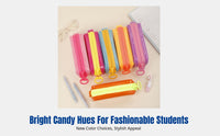 Unique Design Girls' Pencil Case, Large Capacity, PVC, Korean Style, Candy Colors, High School Student