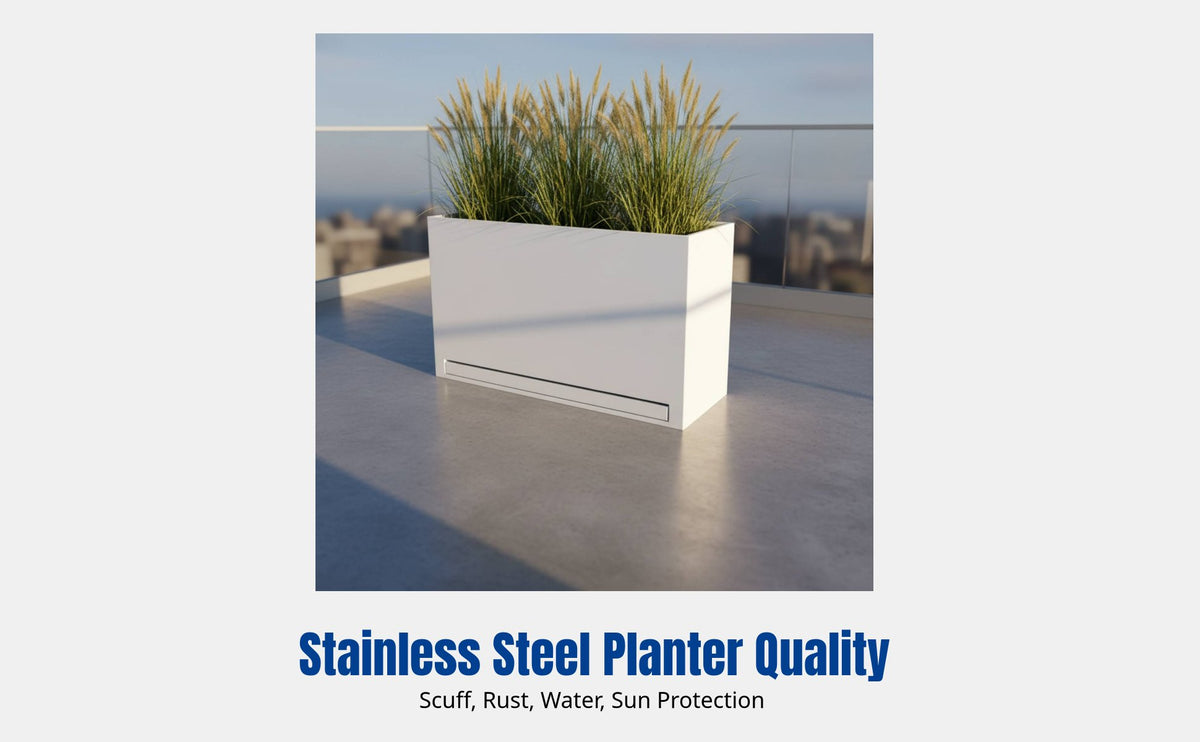 Outdoor Planter Box, Modular Flower Box with Water Tray, Galvanized Steel, Patio Rooftop Garden