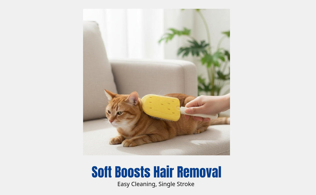 Cat Brush, Double-Sided Soft Grooming Comb, Massage, No-Wash Shedding Tool
