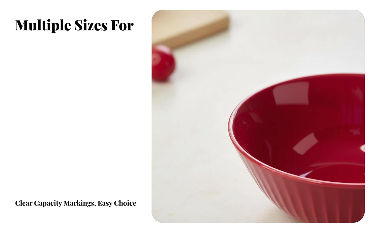 Ceramic Rice Bowl, Red Minimalist Stripe, Under-Glaze Tableware
