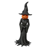 Pumpkin Witch Figurine Spooky Look Halloween Ornament Festive Atmosphere Whimsical Design for Holiday Enthusiasts, Party Hosts