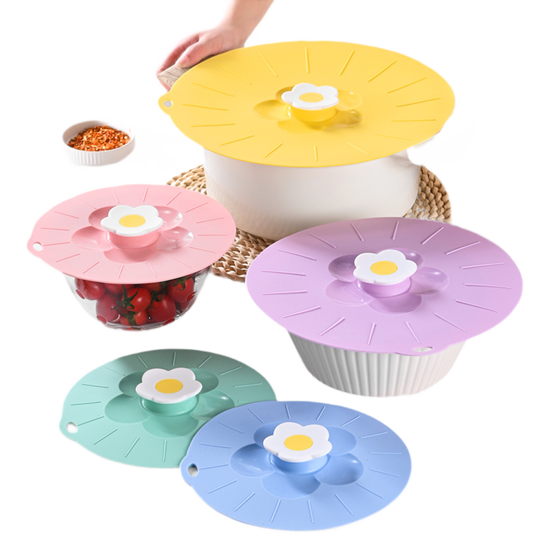 Flower-Shaped Silicone Food Storage Lid Set for Microwave and Kitchen Use