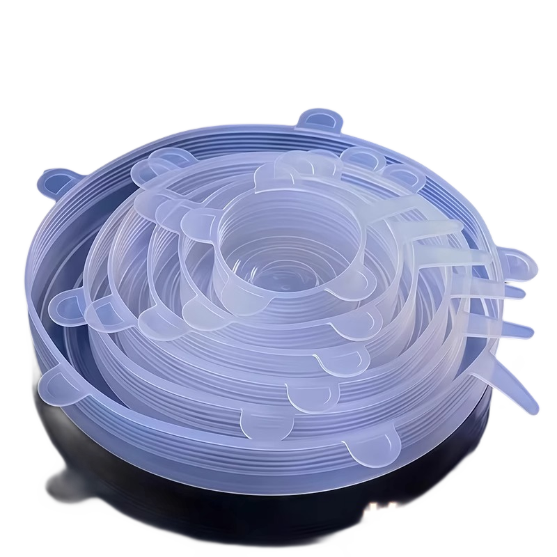 Food-Grade Silicone Fresh-Keeping Lid, Universal Round Cover for Bowls, Microwave Safe, Transparent and High Temperature Resistant